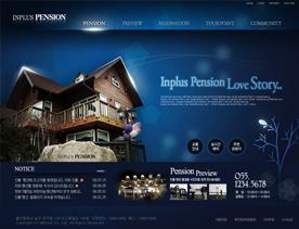 蓝色韩国风格别墅楼盘销售型企业网站设计-带灯光夜景的网页设计