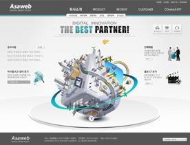 立体机械魔方！超酷前卫的黑色系韩国风科技机械类企业网站设计