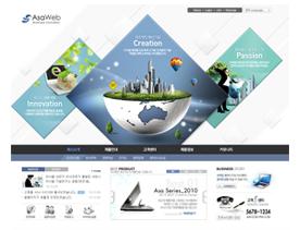 方形巧妙组合！深沉海水蓝色系韩国风IT科技设备及产品展示网页设计