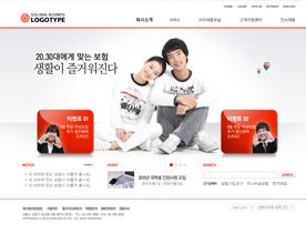 青春气息热情洋溢红色系韩国风格教育类网站设计模板