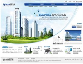 恢弘大气蔚蓝商务风界面设计-韩式写字楼摩天大厦类楼盘形象展示网站模板设计