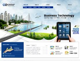 海阔天空蓝色系水滨绿洲！韩国风格建筑工程施工单位网站模板设计