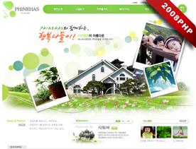 魅力大自然气息！绿色系韩国风欧式别墅建筑楼盘展示网页设计模板